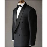 Black Formal Groom Tuxedos for Wedding Shawl Lapel Business Slim Fit Men Suits 2 Pieces Male Fashion Jacket Pants Daily Blazer
